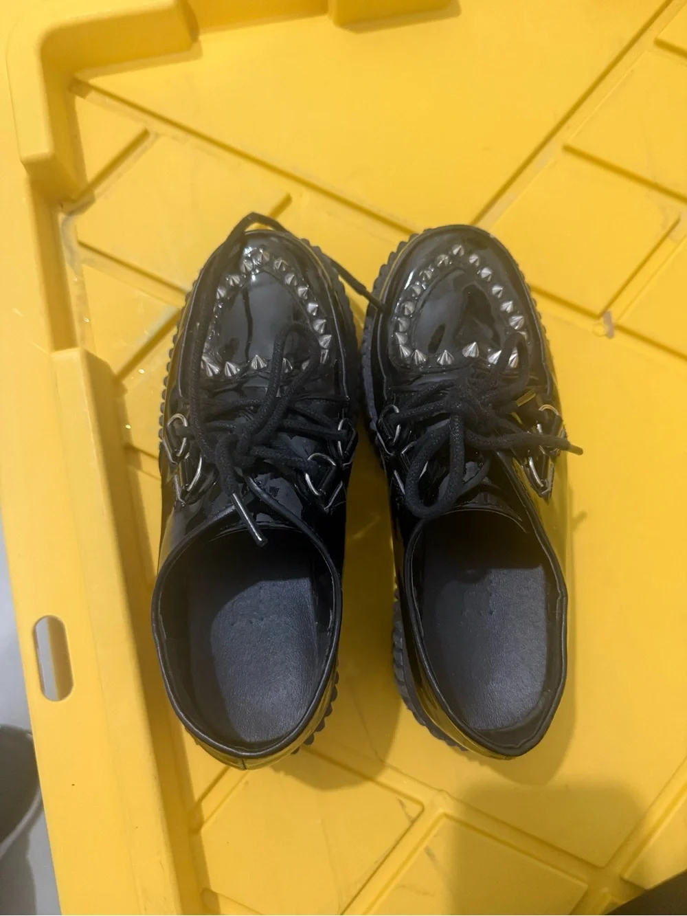 Black Patent Studded Creeper Shoes